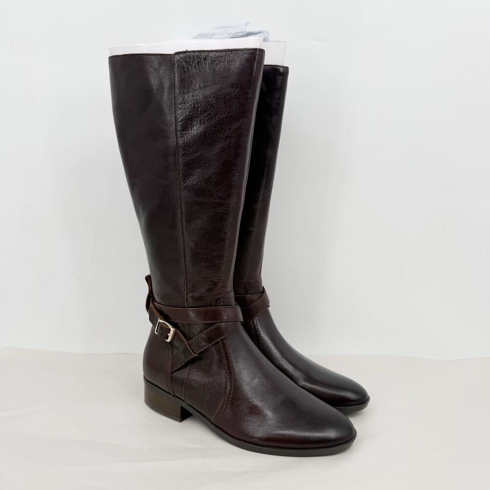 Naturalizer Womens Rena Knee High Boot 10 Wide Wide Calf Brown Leather NIB - Picture 5 of 11